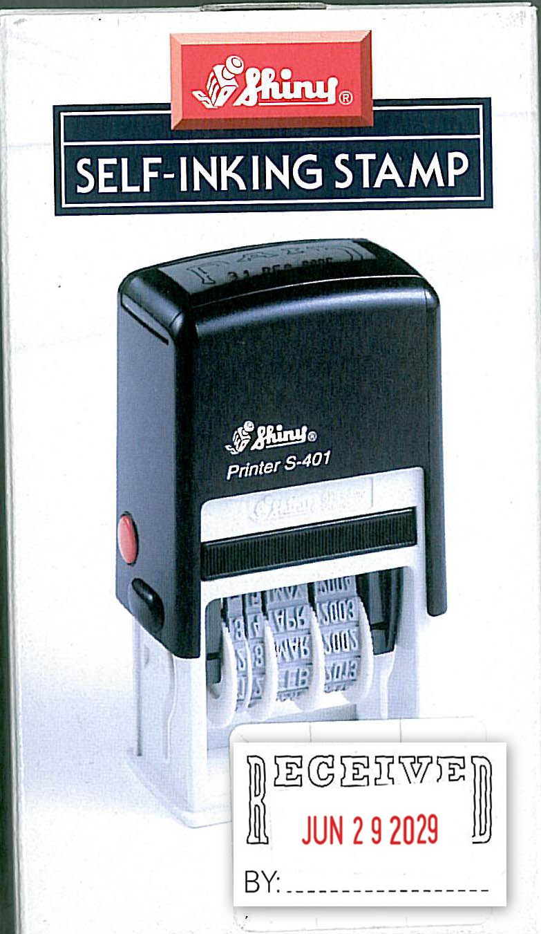 Shiny S-402 Self-Inking Dater with "Received/By"